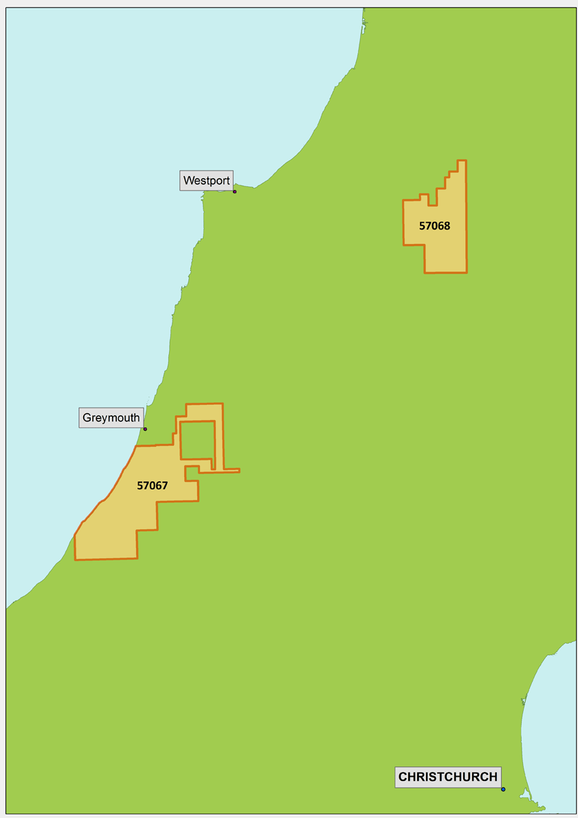 Map showing areas in New Zealand Mosman have permits