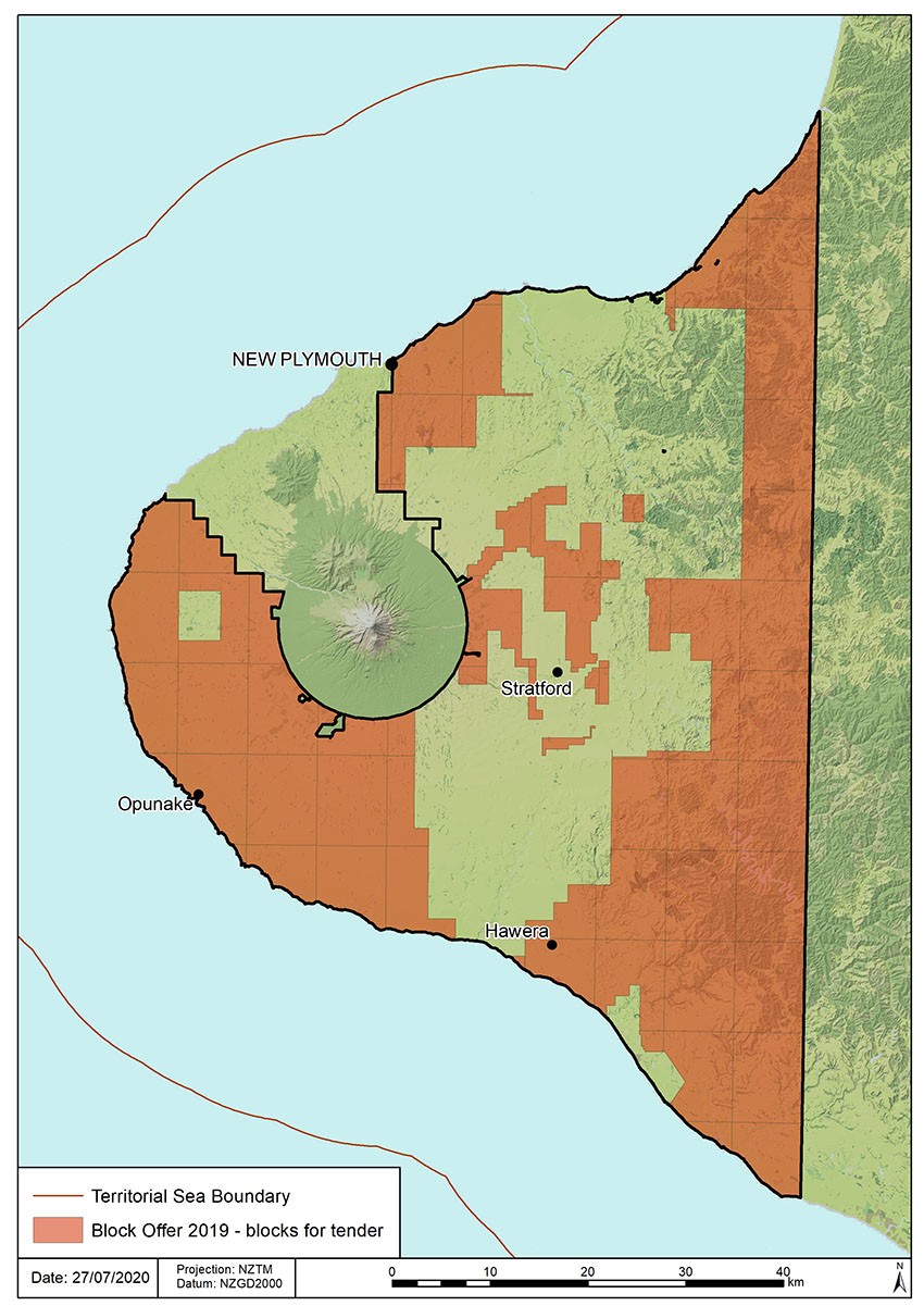 Map showing the block offer 2019 release area