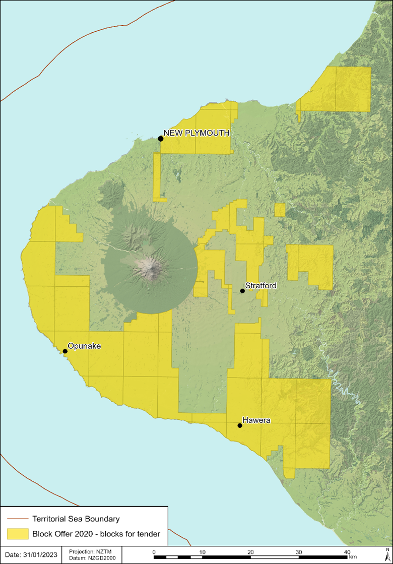 Map showing the block offer 2020 release area.